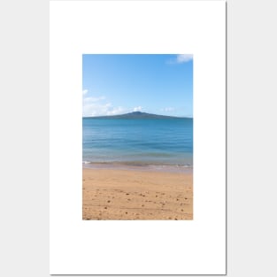 Rangitoto Island on distant horizon across harbor Posters and Art